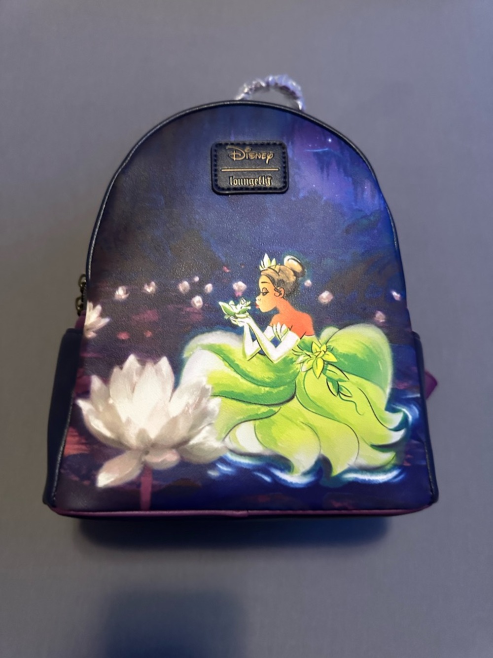 Loungefly Green & Purple Princess Tiana Mini Backpack